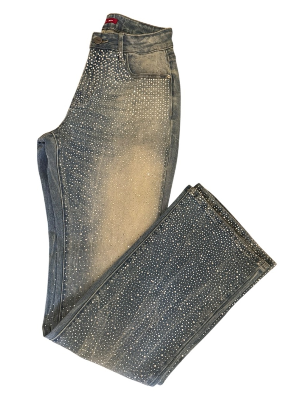 Studded Gray Wash Wide-Leg Jeans